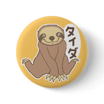 Kawaii Sloth Pinback Buttons