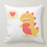 Kawaii smiling Dino talking about love Throw Pillow