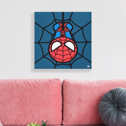 Kawaii Spider Man Hanging Upside Down Canvas Print Zazzle