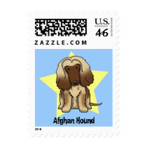 Kawaii Star Afghan Hound Postage Stamps