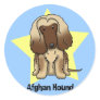 Kawaii Star Afghan Hound Round Stickers