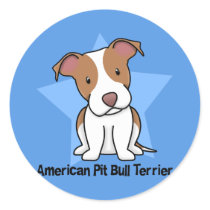 Kawaii Star American Pit Bull Terrier Round Stickers