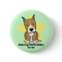 Kawaii Star American Staffordshire Terrier Pinback Button