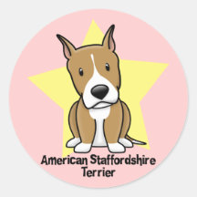 Kawaii Star American Staffordshire Terrier Round Stickers
