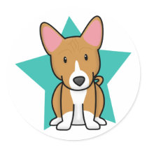 Kawaii Star Basenji Stickers