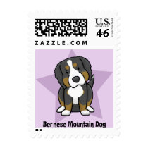 Kawaii Star Bernese Mountain Dog Postage Stamp