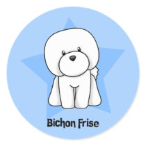 Kawaii Star Bichon Frise Round Stickers