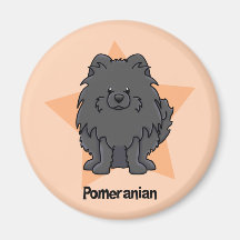 Kawaii Star Black Pomeranian Refrigerator Magnet
