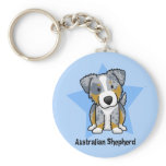 Kawaii Star Blue Merle Australian Shepherd Key Chain