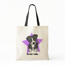Kawaii Star Border Collie Tote Bags