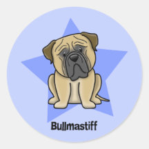 Kawaii Star Bullmastiff Round Sticker