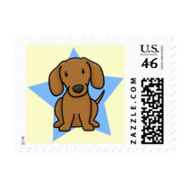 Kawaii Star Dachshund Postage Stamps (Red)