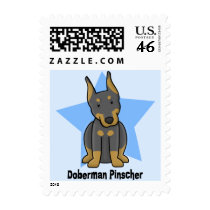 Kawaii Star Doberman Pinscher postage by MenagerieMayhem Kawaii Star Doberman Pinscher postage