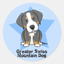 Kawaii Star Greater Swiss Mountain Dog Round Stickers