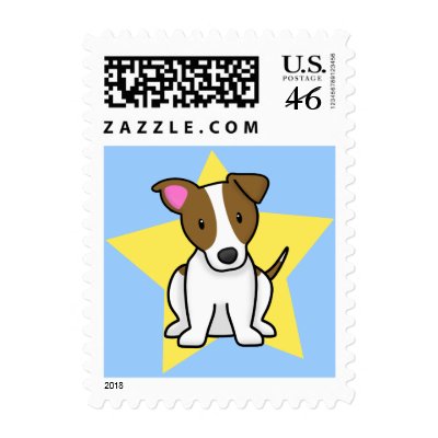 Kawaii Star Jack Russell Terrier Postage Stamps by MenagerieMayhem