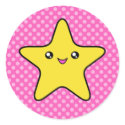 Kawaii Star Pink Polka Dot Stickers