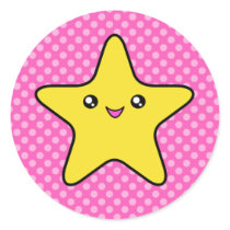 Kawaii Star Pink Polka Dot Stickers by megakawaii Kawaii Star Pink Polka Dot Stickers