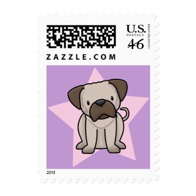 Kawaii Star Pug Postage Stamps by MenagerieMayhem