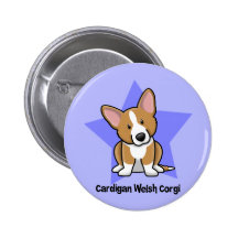 Kawaii Star Red Cardigan Welsh Corgi Pinback Buttons