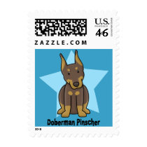 Kawaii Star Red Doberman Pinscher postage by MenagerieMayhem Kawaii Star Red Doberman Pinscher postage