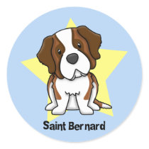 Kawaii Star Saint Bernard Round Sticker