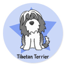 Kawaii Star Tibetan Terrier Round Stickers