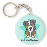 Kawaii Star Tri Australian Shepherd Key Chain