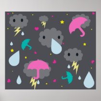 Kawaii Stormy Clouds Print
