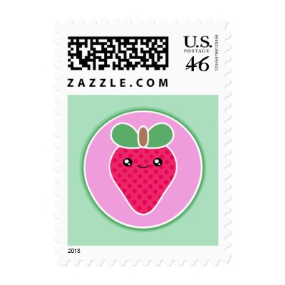 Kawaii Strawberry Custom Postage by megakawaii