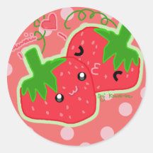 Kawaii Strawberry Round Sticker