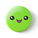 Kawaii Sugar Dots Lime Happy Face Button