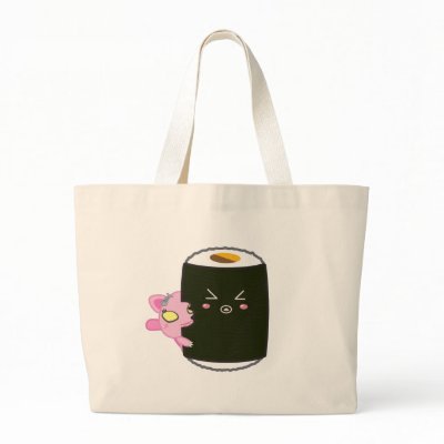 Kawaii Sushi Roll with Nadel the Cat Bags by sugaroverkill