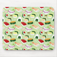 Kawaii Sushi with faces Mousepads