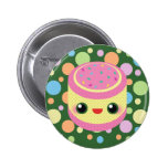 Kawaii  Sweet Custard Cake on Mod Bubble Dots buttons
