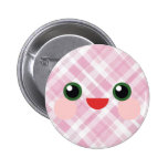 Kawaii Sweet Eyes Adorable Plaid Face Friend buttons