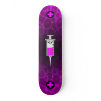 KAWAII SYRINGE MEDICAL CROSS PINK LEOPARD DECK skateboards by kawaiifiveo KAWAII SYRINGE MEDICAL CROSS PINK LEOPARD DECK skateboards