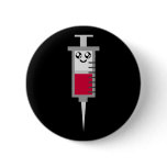 KAWAII SYRINGE SHOT MEDICAL HAPPY FACE PINBACK BUTTONS