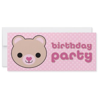 Kawaii Teddy Bear Cute Birthday Party Invitations invitation