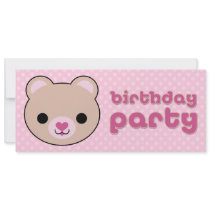 Kawaii Teddy Bear Cute Birthday Party Invitations