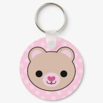 Kawaii Teddy Bear Pink Polka Dots keychains by megakawaii Kawaii Teddy Bear Pink Polka Dots keychains