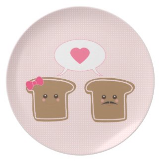 Kawaii Toast Love plate