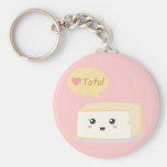 Kawaii tofu asking people to love tofu keychain