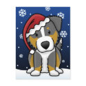 Kawaii Tri Australian Shepherd Christmas Postcard by MenagerieMayhem Kawaii Tri Australian Shepherd Christmas Postcard