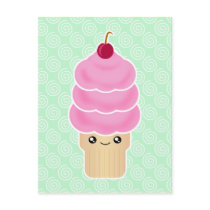 Kawaii triple scoop ice cream postcards by megakawaii Kawaii triple scoop ice cream postcards
