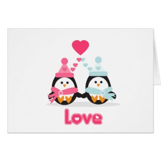 Kawaii Valentine Penguin Card