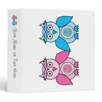 Kawaii Valentines Owls 3 Ring Binders