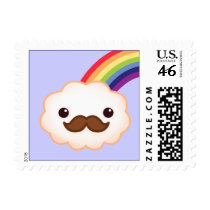 Kawaii vanilla mustache cloud and rainbow stamps