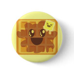 kawaii waffle butter &amp; maple syrup breakfast pinback button