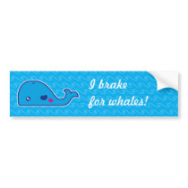 Kawaii whale bumper sticker