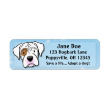 Kawaii White Boxer Return Address Labels